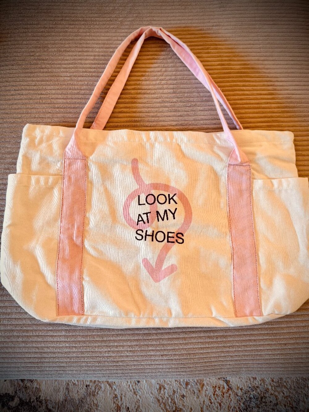 DSW Large Pink & White Tote Bag • Oversized Carryall • Everyday Travel Tote
